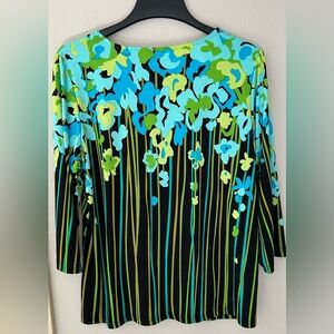 Bob Mackie Wearable Art Abstract Floral Print Top